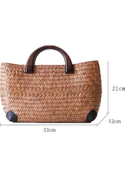 El Yapımı Hasır Çanta Retro Rattan Dokuma Kullanışlı Plaj Dokuma Kadın Çanta-Büyük (Yurt Dışından) modelleri