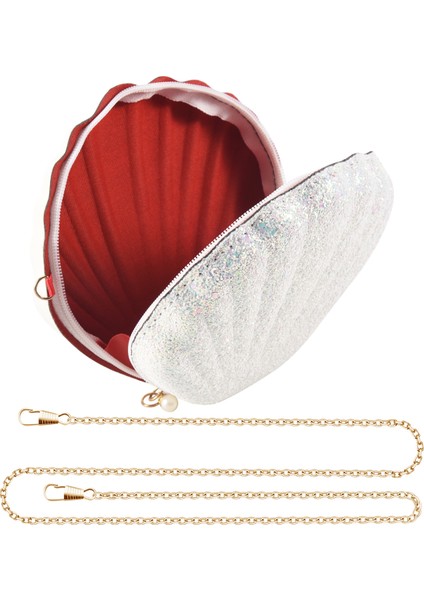 Kadın Kızlar Küçük Denizkızı Deniz Kabuğu Çanta-Vücut Omuz Çantaları Glitter Payetler Zincir Akşam Çanta, Beyaz (Yurt Dışından) modelleri