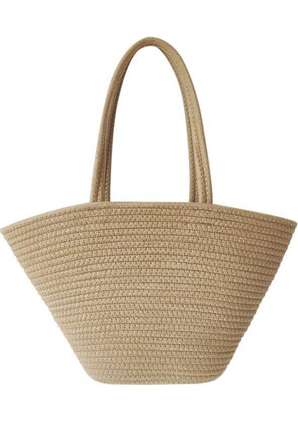 Moda Retro Pamuk Halat Dokuma Hasır Çanta Kapasiteli High-End Sense Tote Kadınlar Seyahat, Tatil, Alışveriş, Parti Için (Yurt Dışından)