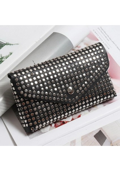 Moda Perçinler Bel Paketi Lüks Fanny Küçük Kadın Telefon Kılıfı Punk Kemer Çantası Çanta (Siyah) (Yurt Dışından) modelleri