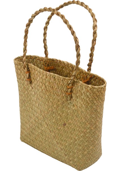 Moda Saman Yaz Kadın Plaj Çanta Kadın Flap Bayan Retro Rattan El Yapımı Tote Çanta (Sarı) (Yurt Dışından)