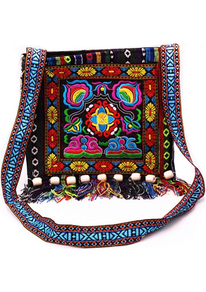 Hmong Vintage Çin Ulusal Tarzı Etnik Omuz Çantası Nakış Boho Hippi Tote Messenger (Yurt Dışından)