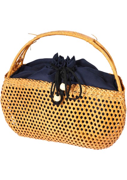 Kadın Bambu Çanta Bohemian Kadın Yaz Plaj Çantası Bayan Vintage Rattan Örme Çanta Içi Boş El Yapımı Dokuma Sepet Tote (Yurt Dışından)