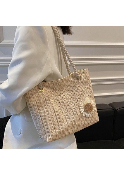 Büyük Kapasiteli Dokuma Çanta Tek Omuz Koltuk Altı Günlük Batı Tarzı Çanta(Beyaz) (Yurt Dışından) fırsatları