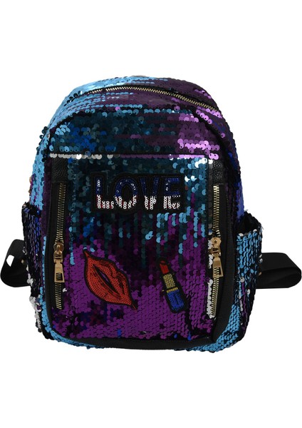 Payetli Omuz Çantası Moda Vahşi Sırt Çantası Eğlence Seyahat Açık Mavi (Yurt Dışından)