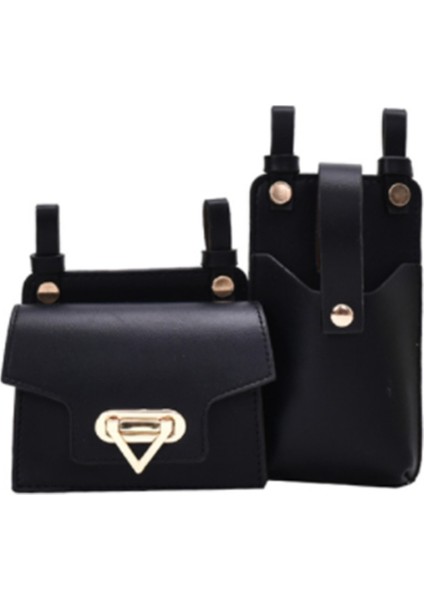 Kadın Lüks Kemer Çantası Kadın Yüksek Kaliteli Deri Flap Fanny Paketi Omuz Crossbody Göğüs Çantası, Siyah (Yurt Dışından)