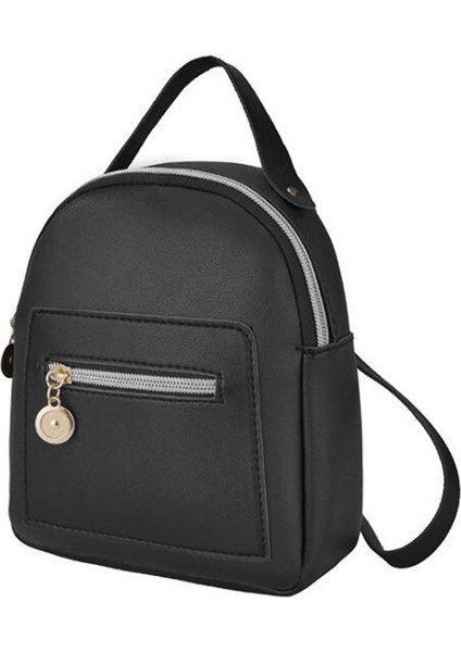 Kadınlar Için Sevimli Sırt Çantası Deri Mini Sırt Çantaları Cabrio Omuzdan Askili Çanta Çanta Cep Telefonu Messenger Crossbody Çanta, Siyah (Yurt Dışından)