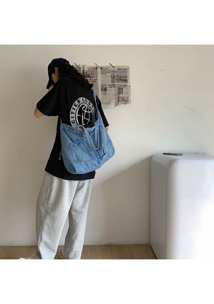 Yeni Net Kırmızı Omuz Messenger Çanta Rahat Vahşi Taşınabilir Alışveriş Kanvas Tote Kadın Lacivert (Yurt Dışından) fiyatları