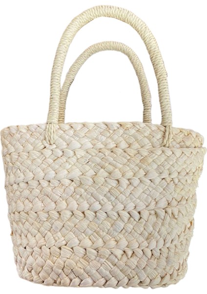 Yaz El Yapımı Küçük Dokuma Çanta Mısır Kabuğu Çanta Sepeti Saman Rattan Ebeveyn-Çocuk Çocuk Çanta (Yurt Dışından)
