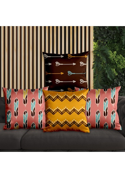 Çizgisel Tasarımlı 4'lü Yastık Içi ve Kırlent Kılıfı 45CM 113838