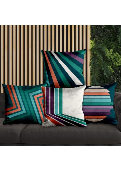 Çizgisel Tasarımlı 4'lü Yastık Içi ve Kırlent Kılıfı 45CM 113839
