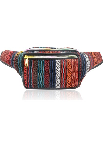 Kadın Etnik Fanny Paketi Retro Vintage Serseri Çanta Seyahat Yürüyüş Bel Kemeri Çanta Renk A (Yurt Dışından)