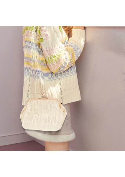 Küçük Crossbody Boho Çanta Kadınlar Için Akşam Debriyaj Çile Bayan Çanta Kadın Saman Plaj Rattan Messenger Çanta (Haki) (Yurt Dışından) modelleri