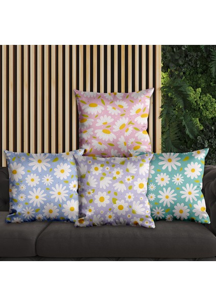 Papatya Tasarımlı 4'lü Yastık Içi ve Kırlent Kılıfı 45CM 113806