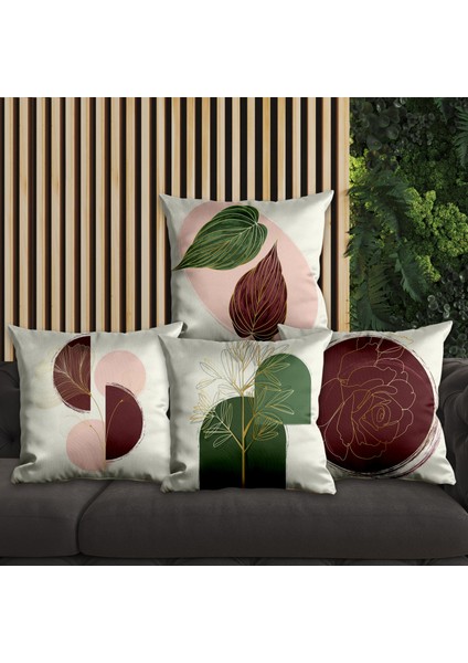 Çiçek Tasarımlı 4'lü Yastık Içi ve Kırlent Kılıfı 45CM 113751