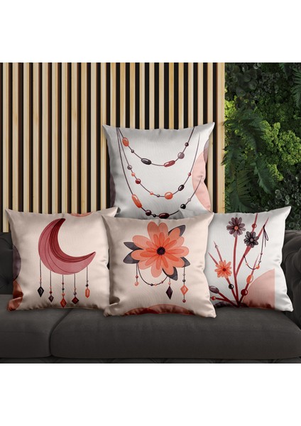 Çiçek Tasarımlı 4'lü Yastık Içi ve Kırlent Kılıfı 45CM 113812