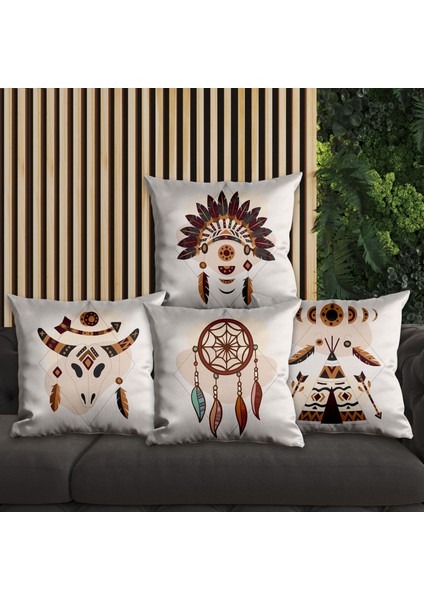 Düşkapanı Tasarımlı 4'lü Yastık Içi ve Kırlent Kılıfı 45CM 113814
