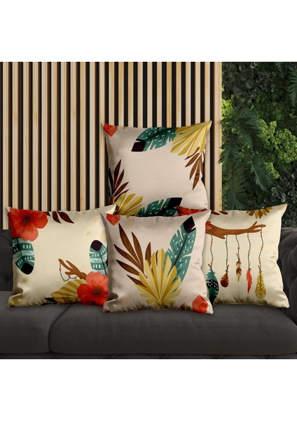 Çiçek Tasarımlı 4'lü Yastık Içi ve Kırlent Kılıfı 45CM 113743