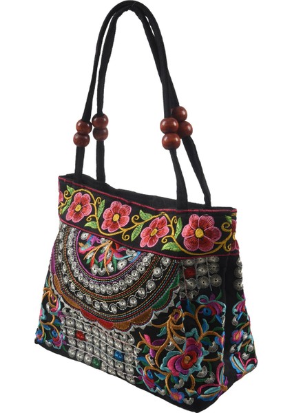 Çin Tarzı Kadın Çanta Nakış Etnik Yaz Moda El Yapımı Çiçekler Bayanlar Tote Omuz Çantaları -Vücut (Çiçekler) (Yurt Dışından) fiyatları