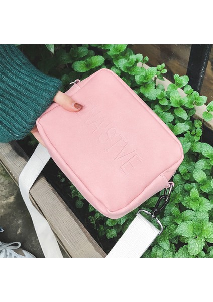 Pu Küçük Kare Çanta Sanat Fırçalama Mini Omuz Messenger Pembe Kore Versiyonu (Yurt Dışından) modelleri