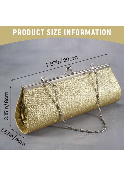 Kadın Glitter Debriyaj Çanta Akşam Parti Düğün Ziyafet Çanta Omuz Çantası (Altın) (Yurt Dışından) fırsatları