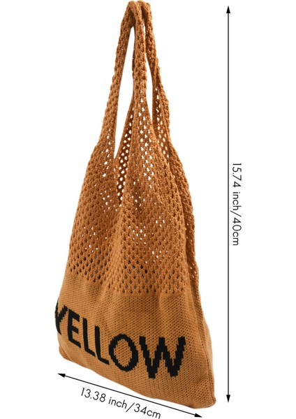 Basit Örme Dokuma Büyük Kapasiteli Omuz Çantası Renk Kelimeleri Katı Tek El Çantası Sarı (Yurt Dışından) fırsatları