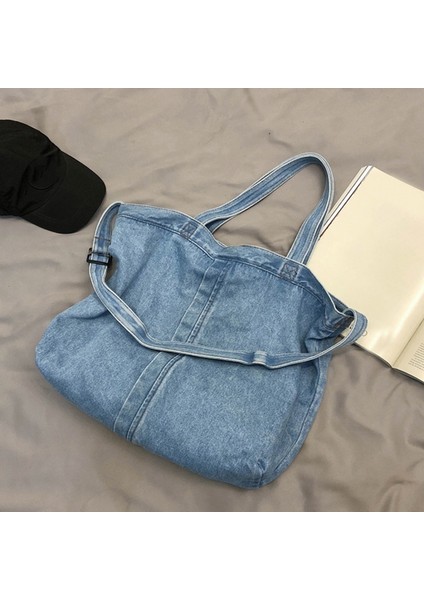 Yeni Net Kırmızı Omuz Messenger Çanta Rahat Vahşi Taşınabilir Alışveriş Kanvas Tote Kadın Açık Mavi (Yurt Dışından) fırsatları