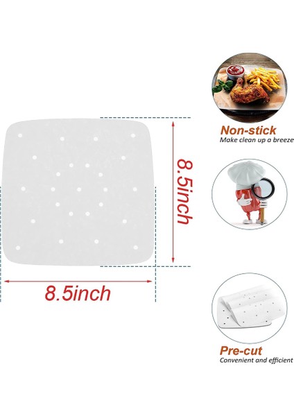 Gui Xulian Hava Fritöz Parşömen Kağıdı 100 Adet 8.5 Inç Ağartılmamış Kare Delikli Kağıt Hava Fritözleri/pişirme/pişirme Için (Yurt Dışından) fırsatları