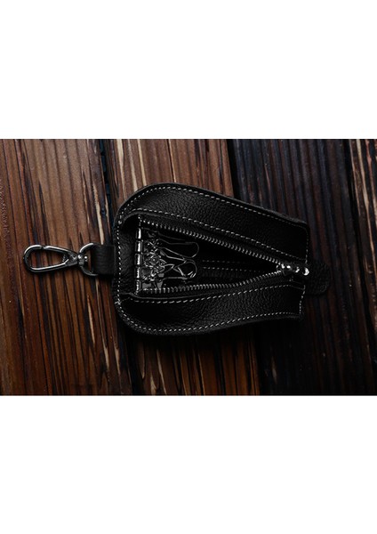 Hakiki Deri Kadın Erkek Anahtar Cüzdan El Yapımı Tutucu Araba Organizatör Siyah Kapakları (Yurt Dışından) fiyatları