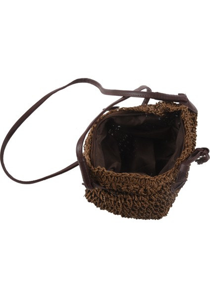 Kumaş Çantalar Omuz Saman Yaz Kadın Crossbody Çanta Kanvas Plaj Seyahat Çantası Kahverengi (Yurt Dışından)