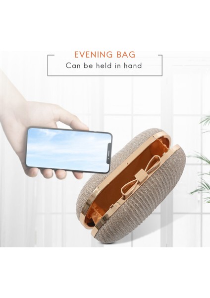 Altın Akşam Debriyaj Çanta Kadın Çanta Düğün Parlak Çanta Gelin Metal Yay Manşonlar Zincir Omuz (Yurt Dışından) fırsatları