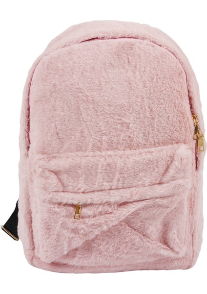Kadın Yumuşak Suni Kürk Peluş Sırt Çantası Omuz Çantası Kalp Kolye ile Okul (Pembe) (Yurt Dışından)