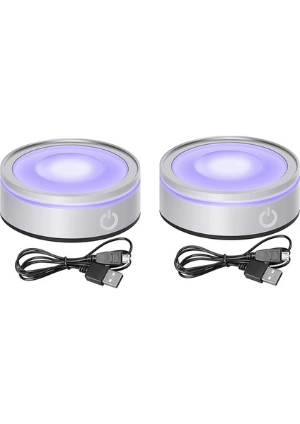 [gui Xulian] 3D Kristal Cam Sanatı Gümüş Içbükey Için Hassas Dokunmatik Yuvarlak Renkli Stand Ekranına Sahip 2x LED Işık Tabanı (Yurt Dışından)