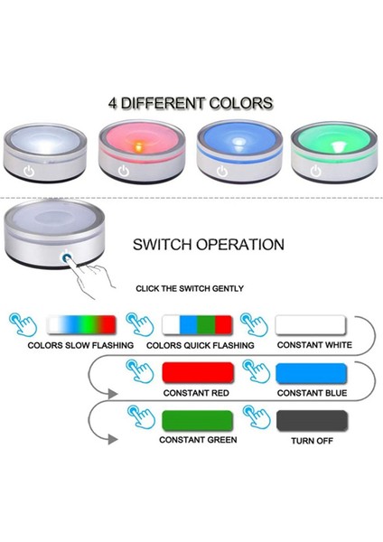 [gui Xulian] 3D Kristal Cam Sanatı Gümüş Içbükey Için Hassas Dokunmatik Yuvarlak Renkli Stand Ekranına Sahip 2x LED Işık Tabanı (Yurt Dışından) fiyatları