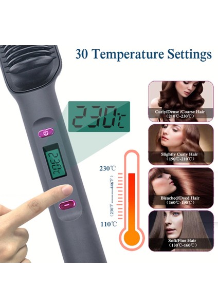 2-In-1 Elektrikli Saç Düzleştirme Fırçası Tarak Curling Demir Düzleştirici Şekillendirici ile LCD Ekran Düz Tarak Ab Tak-C (Yurt Dışından) modelleri