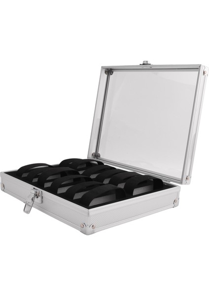 Kullanışlı Alüminyum Saatler Kutusu 12 Izgara Yuvaları Takı Ekran Depolama Kare Kasa Süet Iç Dikdörtgen Saat Tutucu (Yurt Dışından) fiyatları