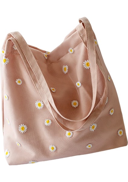 Kadın Çantası Kanvas Omuz Çantası Çanta Alışveriş Çantaları Kadın Alışverişçi Papatya Depolama Yeniden Kullanılabilir Katlanabilir (Pembe) (Yurt Dışından)