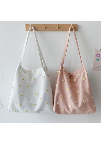 Kadın Çantası Kanvas Omuz Çantası Çanta Alışveriş Çantaları Kadın Alışverişçi Papatya Depolama Yeniden Kullanılabilir Katlanabilir (Pembe) (Yurt Dışından) fiyatları
