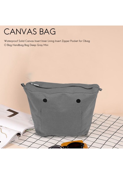 Su Geçirmez Katı Kanvas Ekleme Iç Astar Fermuarlı Cebi Obag O Çanta Çanta Derin Gri Mini (Yurt Dışından) modelleri