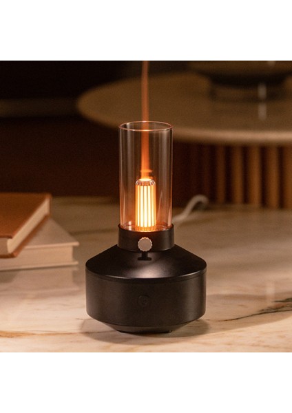 Gui Xulian Retro Işık Difüzör Esansiyel Yağı LED Işık Filament Gece Lambası 150 ml Hava Nemlendirici Çalışma Ev Için 5-8 Saat Beyaz (Yurt Dışından)