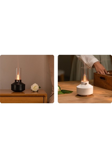Gui Xulian Retro Işık Difüzör Esansiyel Yağı LED Işık Filament Gece Lambası 150 ml Hava Nemlendirici Çalışma Ev Için 5-8 Saat Beyaz (Yurt Dışından)