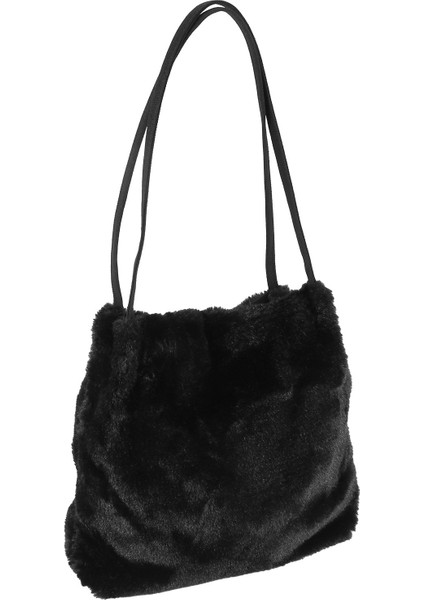 Kadın Peluş Tote Omuz Çantaları Kadınlar Için Kadın Çanta Kürk Bayan El Çantası, Siyah (Yurt Dışından)