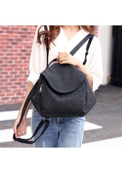 Basit Stil Sırt Çantası Kadın Sırt Çantası Eğlence Öğrenci Siyah (Yurt Dışından) modelleri