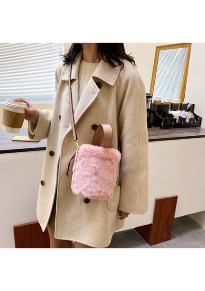 Kova Çanta Çanta Moda Taklit Kürk Kış Çanta Kadın Omuz Crossbody Bayanlar Peluş El Çantaları, Siyah (Yurt Dışından) fiyatları