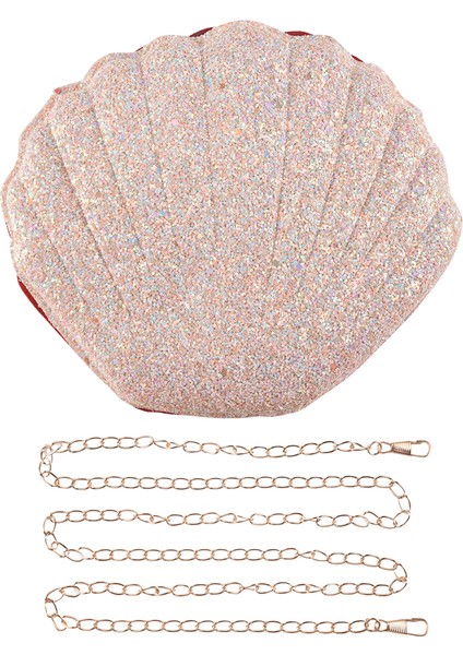 Kadın Kızlar Küçük Denizkızı Deniz Kabuğu Çanta-Vücut Omuz Çantaları Glitter Payetler Zincir Akşam Çanta, Pembe (Yurt Dışından)
