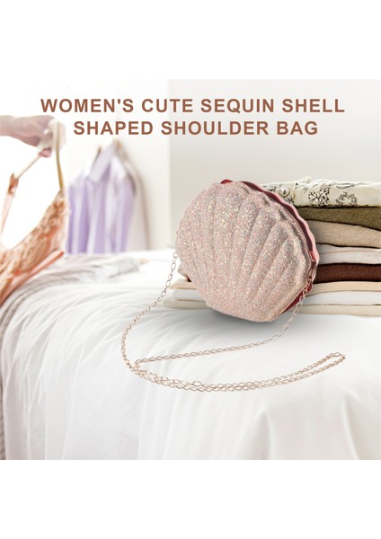Kadın Kızlar Küçük Denizkızı Deniz Kabuğu Çanta-Vücut Omuz Çantaları Glitter Payetler Zincir Akşam Çanta, Pembe (Yurt Dışından) fırsatları