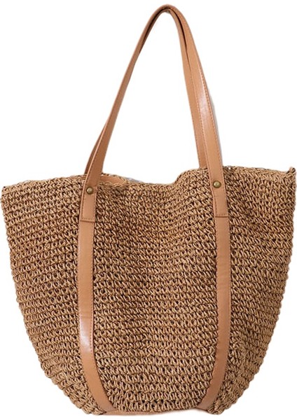 Rahat Saman Dokuma Kadın Omuz Çantası Hasır Çanta Kadın Bohemian Plaj Bez Çantalar Shopper-A Için (Yurt Dışından)