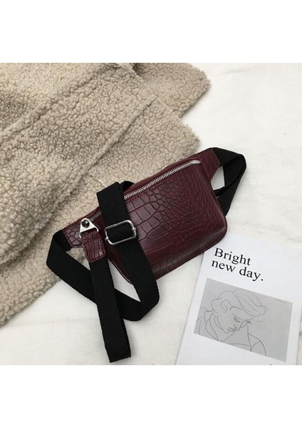 Moda Taş Desenli Göğüs Çantası Vintage Blok Kadın Vücut Rahat Kırmızı Şarap (Yurt Dışından) fiyatları