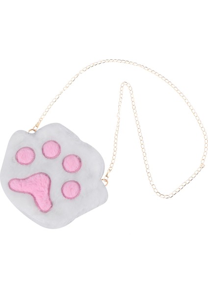 Sevimli Omuz Çantaları Kawaii Palm Baskı Zincir Çanta Kadın Karikatür Peluş Crossbody Çanta, Beyaz (Yurt Dışından)