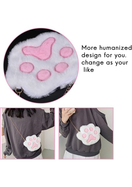 Sevimli Omuz Çantaları Kawaii Palm Baskı Zincir Çanta Kadın Karikatür Peluş Crossbody Çanta, Beyaz (Yurt Dışından) fiyatları